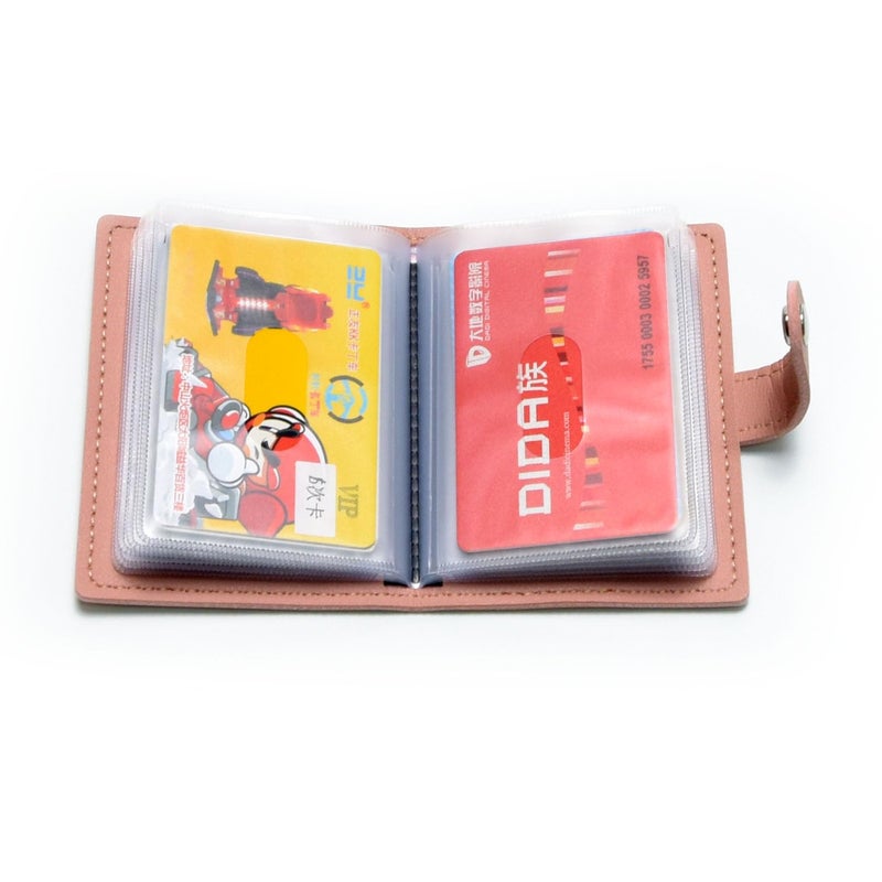 Karlling credit card holder wallet for women/man soft leather business card holder card case organizer bag with 20 card sleeves inside(Pink) - Image 5